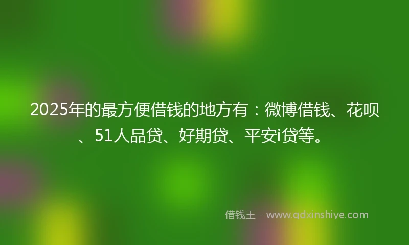 2025年的最方便借钱的地方有：微博借钱、花呗、51人品贷、好期贷、平安i贷等。