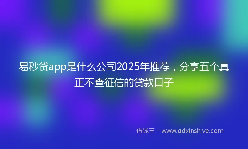 易秒贷app是什么公司2025年推荐，分享五个真正不查征信的贷款口子