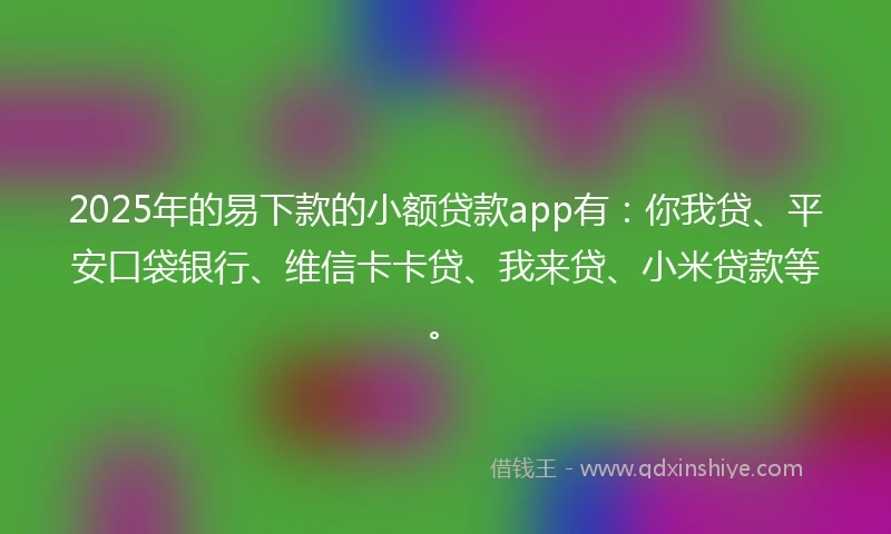 2025年的易下款的小额贷款app有：你我贷、平安口袋银行、维信卡卡贷、我来贷、小米贷款等。