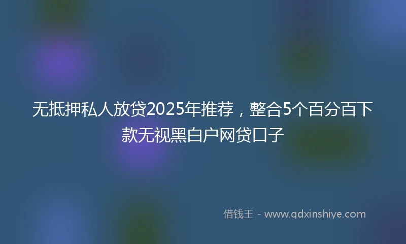 无抵押私人放贷2025年推荐,整合5个百分百下款无视黑白户网贷口子