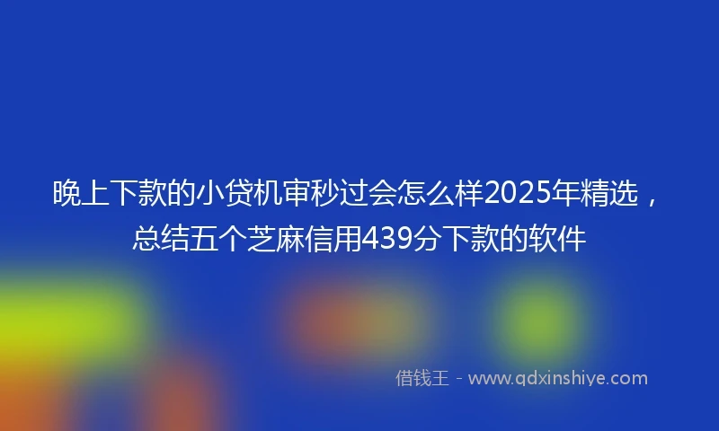 晚上下款的小贷机审秒过会怎么样2025年精选，总结五个芝麻信用439分下款的软件