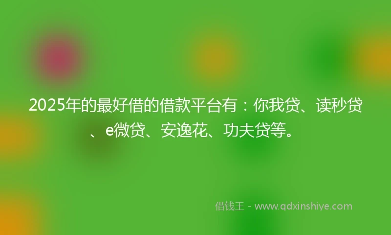 2025年的最好借的借款平台有：你我贷、读秒贷、e微贷、安逸花、功夫贷等。