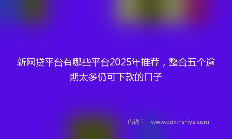 新网贷平台有哪些平台2025年推荐，整合五个逾期太多仍可下款的口子