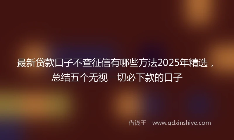 最新贷款口子不查征信有哪些方法2025年精选，总结五个无视一切必下款的口子