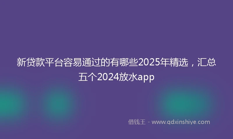 新贷款平台容易通过的有哪些2025年精选，汇总五个2024放水app