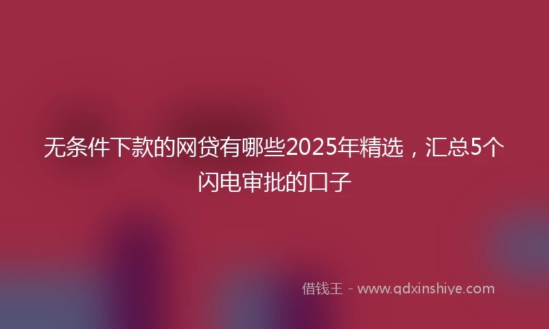 无条件下款的网贷有哪些2025年精选，汇总5个闪电审批的口子