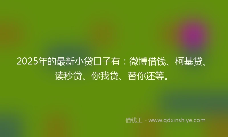 2025年的最新小贷口子有：微博借钱、柯基贷、读秒贷、你我贷、替你还等。