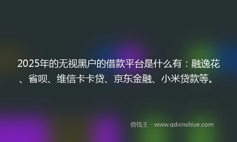 2025年的无视黑户的借款平台是什么有：融逸花、省呗、维信卡卡贷、京东金融、小米贷款等。