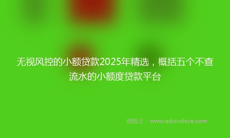无视风控的小额贷款2025年精选，概括五个不查流水的小额度贷款平台