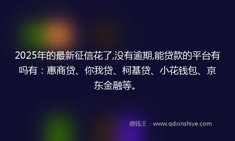 2025年的最新征信花了,没有逾期,能贷款的平台有吗有：惠商贷、你我贷、柯基贷、小花钱包、京东金融等。