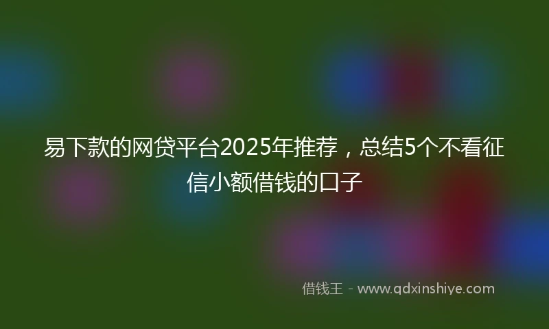 易下款的网贷平台2025年推荐，总结5个不看征信小额借钱的口子