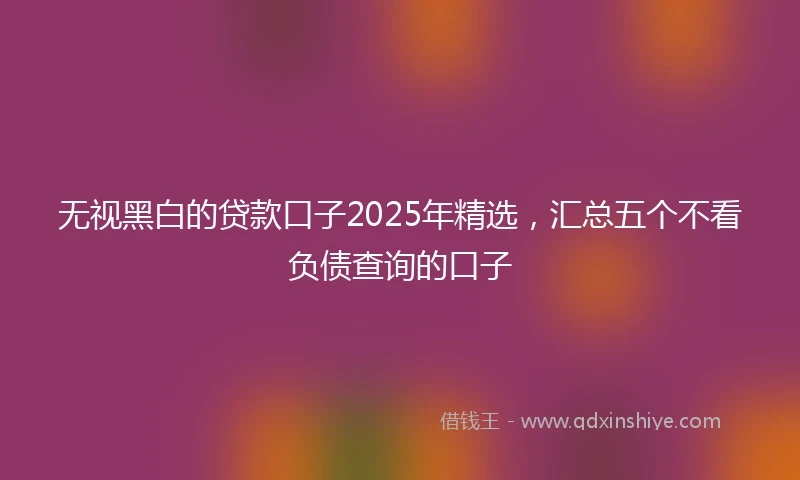 无视黑白的贷款口子2025年精选，汇总五个不看负债查询的口子