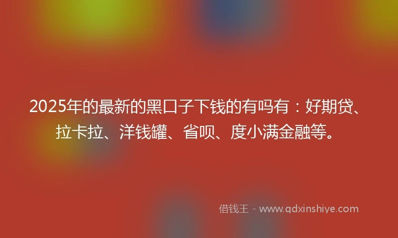 2025年的最新的黑口子下钱的有吗有：好期贷、拉卡拉、洋钱罐、省呗、度小满金融等。
