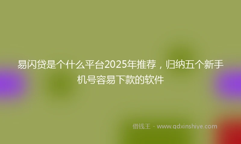 易闪贷是个什么平台2025年推荐，归纳五个新手机号容易下款的软件