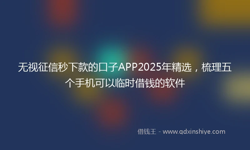 无视征信秒下款的口子APP2025年精选，梳理五个手机可以临时借钱的软件