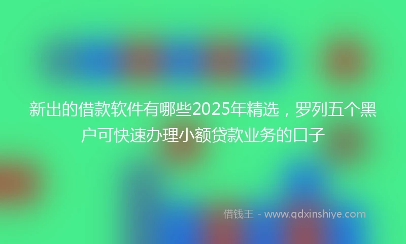 新出的借款软件有哪些2025年精选，罗列五个黑户可快速办理小额贷款业务的口子