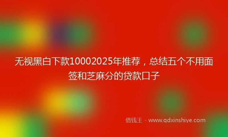 无视黑白下款10002025年推荐，总结五个不用面签和芝麻分的贷款口子