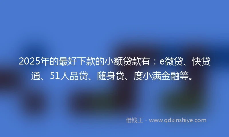 2025年的最好下款的小额贷款有：e微贷、快贷通、51人品贷、随身贷、度小满金融等。