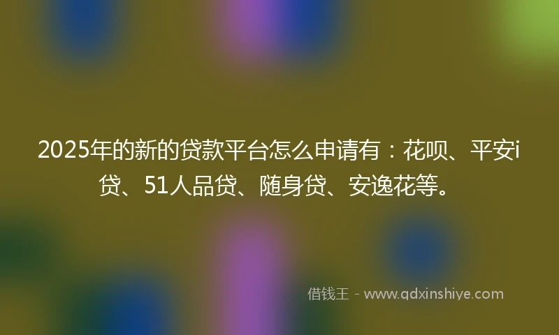 2025年的新的贷款平台怎么申请有：花呗、平安i贷、51人品贷、随身贷、安逸花等。