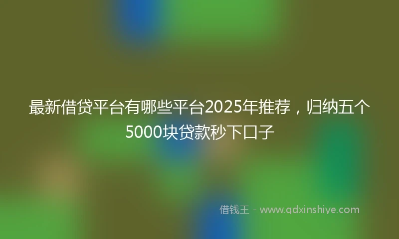 最新借贷平台有哪些平台2025年推荐，归纳五个5000块贷款秒下口子