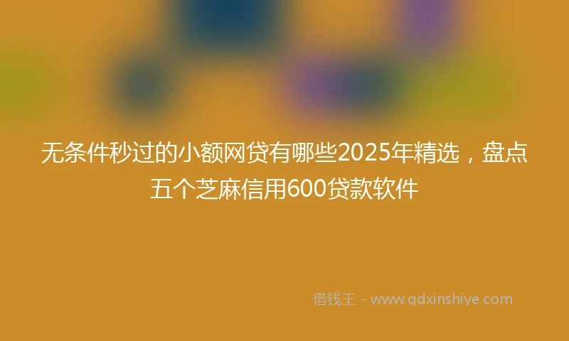 无条件秒过的小额网贷有哪些2025年精选，盘点五个芝麻信用600贷款软件