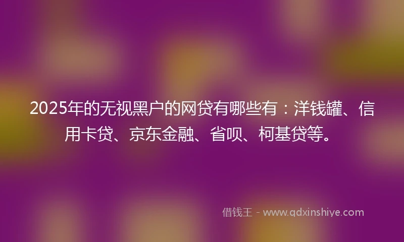 2025年的无视黑户的网贷有哪些有：洋钱罐、信用卡贷、京东金融、省呗、柯基贷等。
