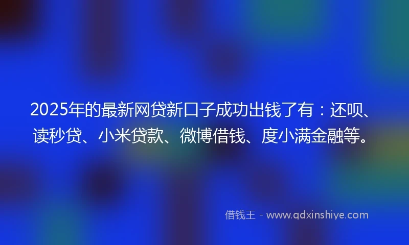 2025年的最新网贷新口子成功出钱了有：还呗、读秒贷、小米贷款、微博借钱、度小满金融等。