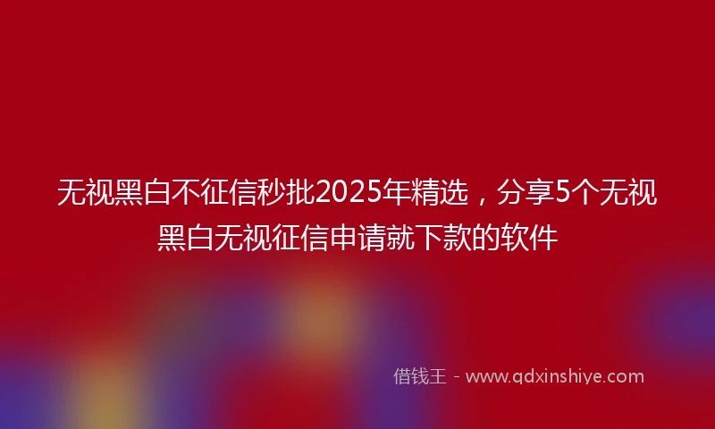 无视黑白不征信秒批2025年精选，分享5个无视黑白无视征信申请就下款的软件
