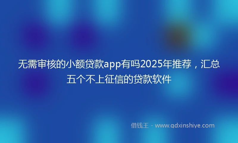 无需审核的小额贷款app有吗2025年推荐，汇总五个不上征信的贷款软件