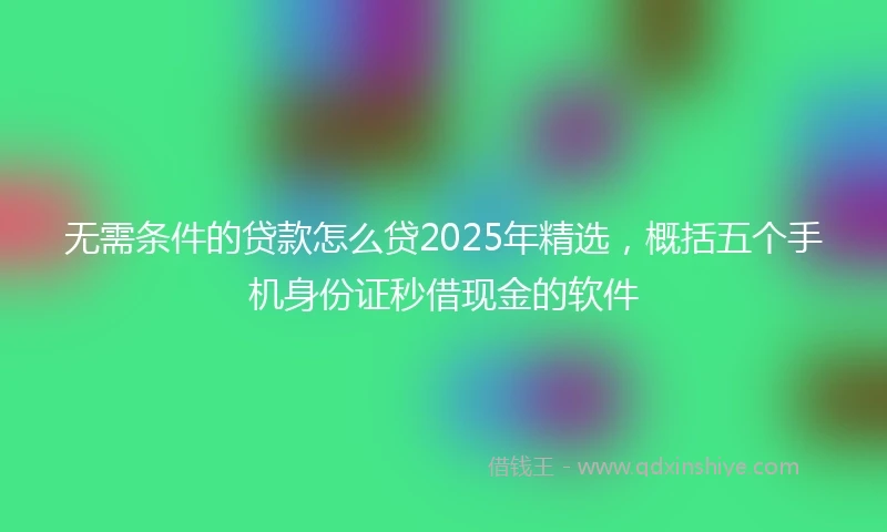 无需条件的贷款怎么贷2025年精选，概括五个手机身份证秒借现金的软件