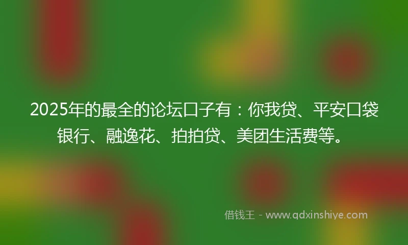 2025年的最全的论坛口子有：你我贷、平安口袋银行、融逸花、拍拍贷、美团生活费等。