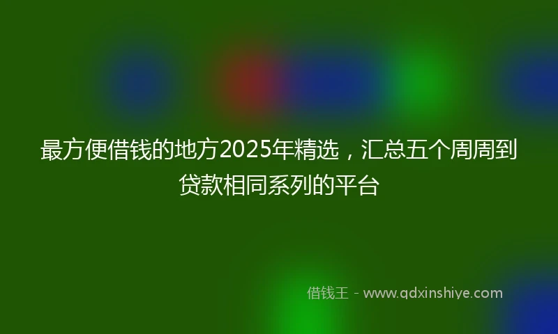 最方便借钱的地方2025年精选，汇总五个周周到贷款相同系列的平台
