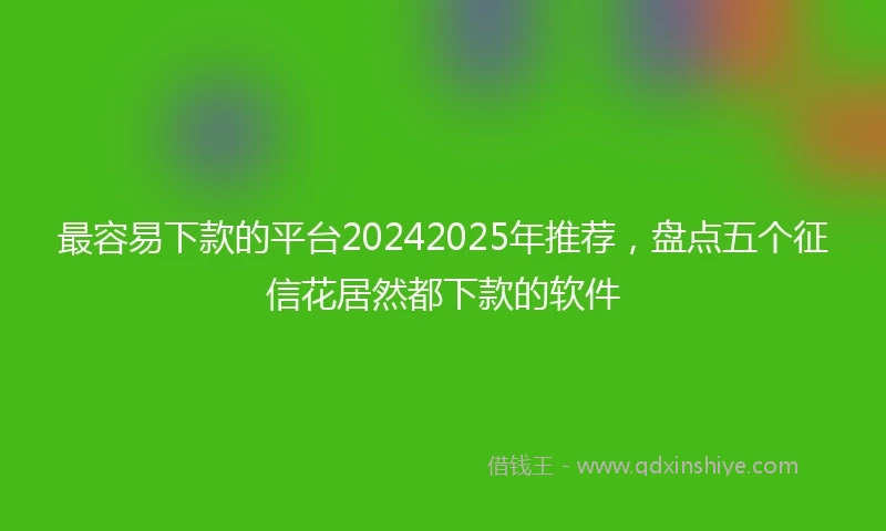 最容易下款的平台20242025年推荐，盘点五个征信花居然都下款的软件