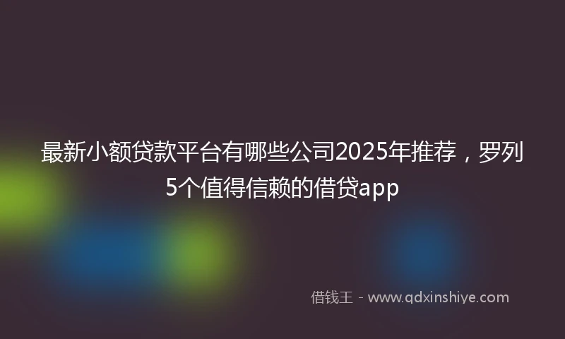 最新小额贷款平台有哪些公司2025年推荐，罗列5个值得信赖的借贷app