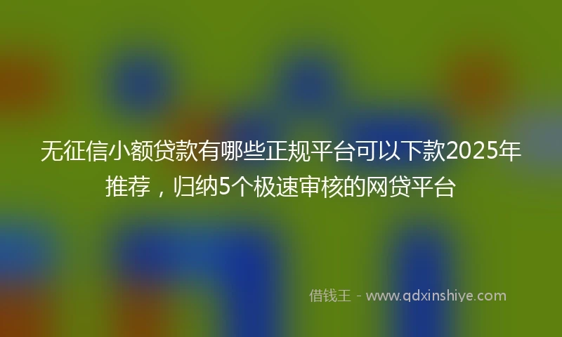 无征信小额贷款有哪些正规平台可以下款2025年推荐，归纳5个极速审核的网贷平台