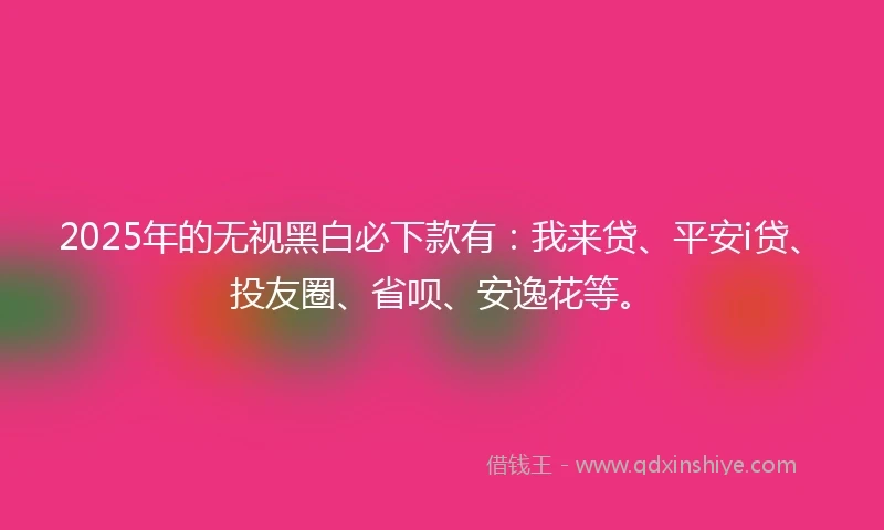 2025年的无视黑白必下款有：我来贷、平安i贷、投友圈、省呗、安逸花等。