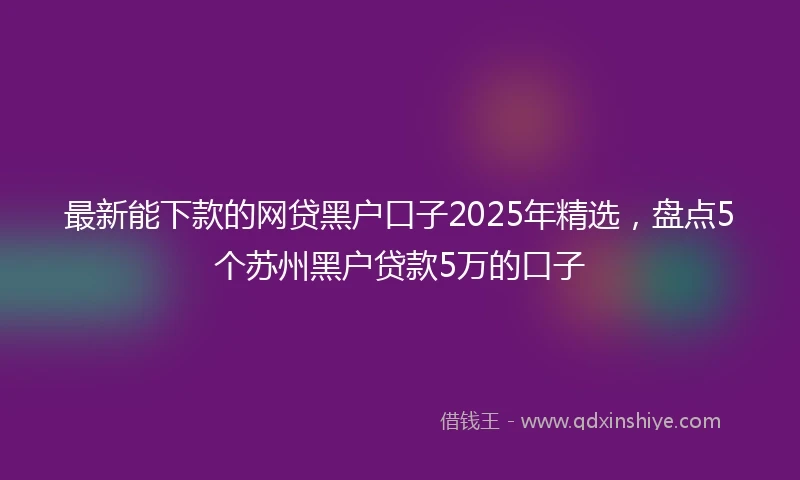 最新能下款的网贷黑户口子2025年精选，盘点5个苏州黑户贷款5万的口子