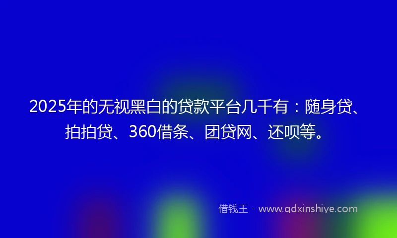 2025年的无视黑白的贷款平台几千有：随身贷、拍拍贷、360借条、团贷网、还呗等。