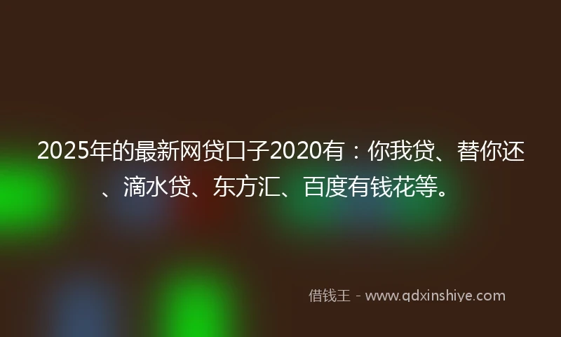 2025年的最新网贷口子2020有：你我贷、替你还、滴水贷、东方汇、百度有钱花等。