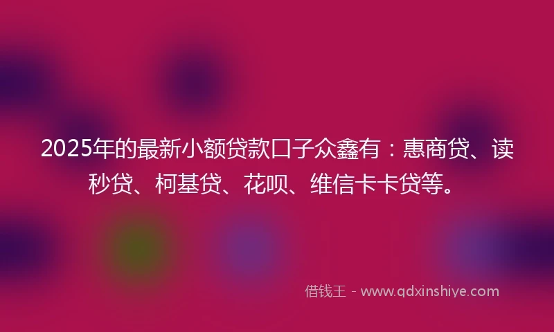 2025年的最新小额贷款口子众鑫有：惠商贷、读秒贷、柯基贷、花呗、维信卡卡贷等。