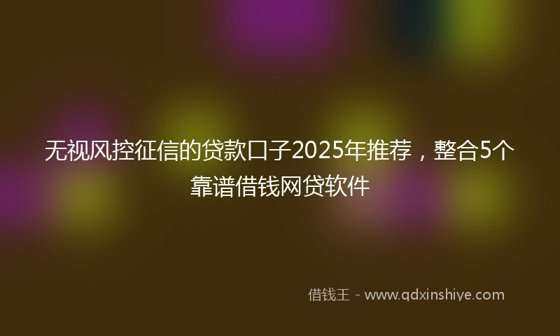无视风控征信的贷款口子2025年推荐，整合5个靠谱借钱网贷软件