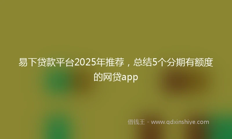 易下贷款平台2025年推荐，总结5个分期有额度的网贷app