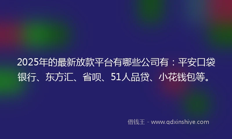 2025年的最新放款平台有哪些公司有：平安口袋银行、东方汇、省呗、51人品贷、小花钱包等。