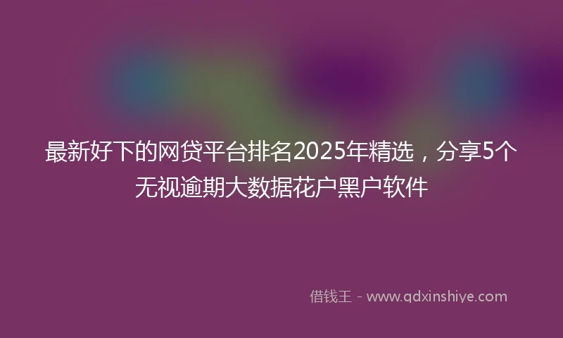 最新好下的网贷平台排名2025年精选,分享5个无视逾期大数据花户黑户软件