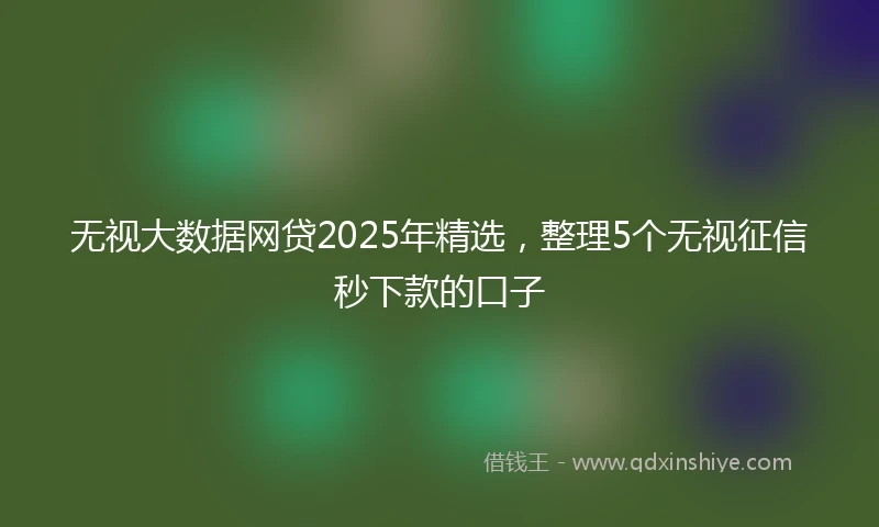 无视大数据网贷2025年精选，整理5个无视征信秒下款的口子