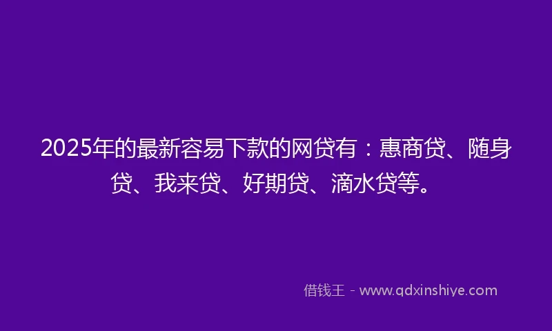 2025年的最新容易下款的网贷有：惠商贷、随身贷、我来贷、好期贷、滴水贷等。
