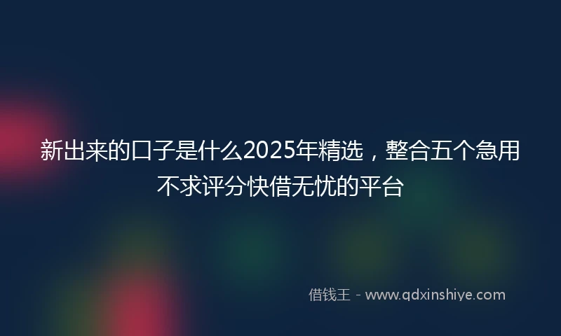 新出来的口子是什么2025年精选，整合五个急用不求评分快借无忧的平台