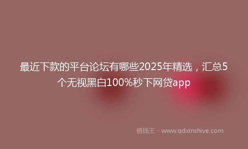 最近下款的平台论坛有哪些2025年精选，汇总5个无视黑白100%秒下网贷app