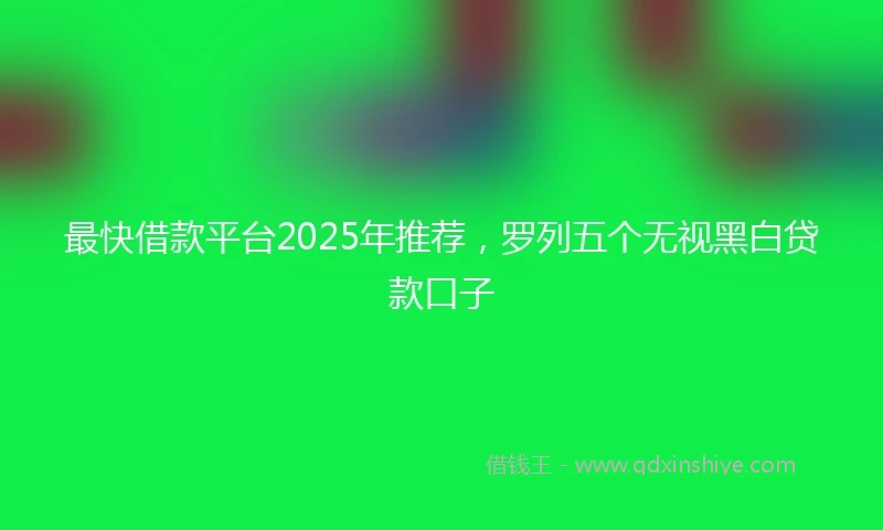 最快借款平台2025年推荐，罗列五个无视黑白贷款口子