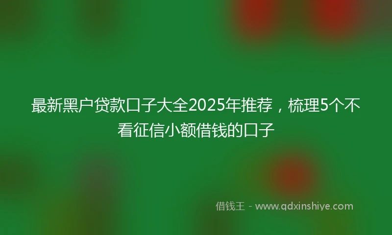 最新黑户贷款口子大全2025年推荐，梳理5个不看征信小额借钱的口子